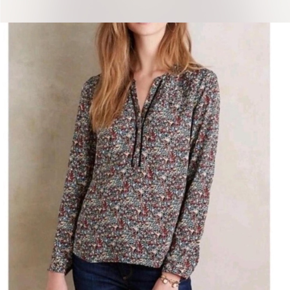 Anthropologie Floral Print Blouse